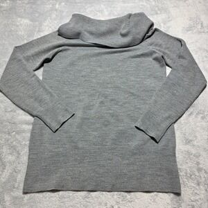 French Connection Women XL Gray Cowl Neck Sweater Long Sleeve Fine Knit Classic